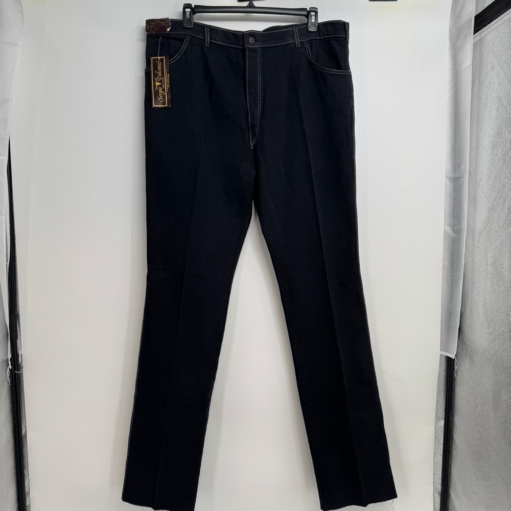 NWD VTG  Sergio Valente Straight Leg Dark Wash Jeans 44 X 39.5 Not Hemmed Black